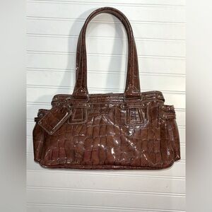 Liz Claiborne Womens Brown Patent Bag 12 Wide x 8 High x 5.5 Wide New Condition